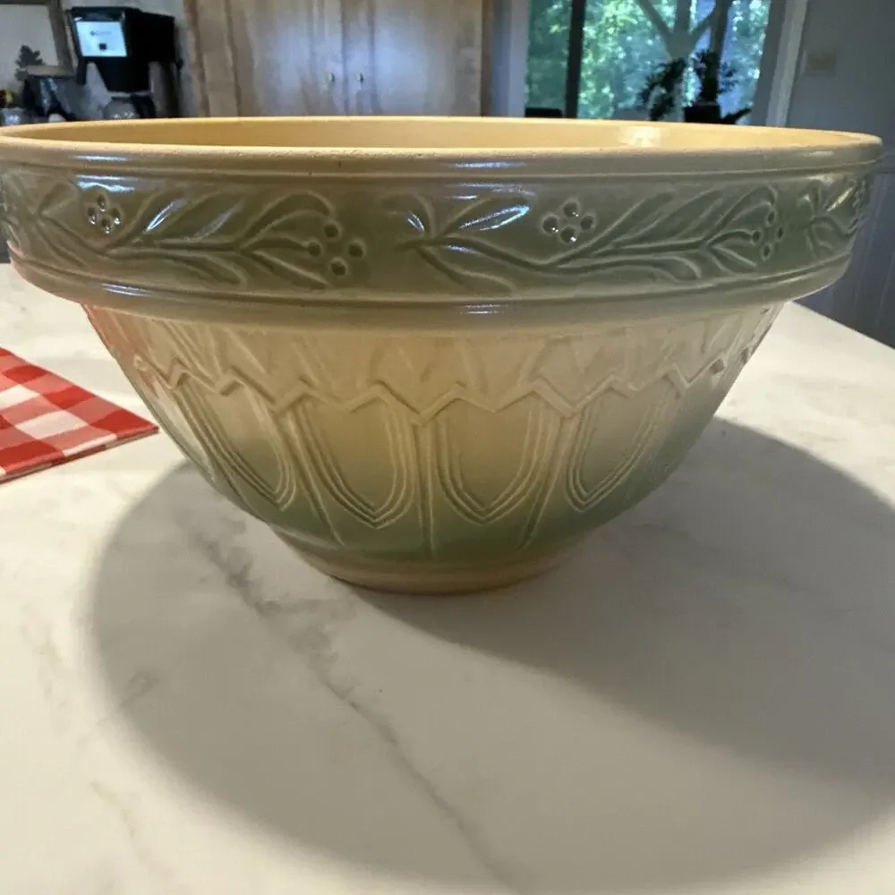Over and Back Yellow Ware Large Mixing Bowl 10.5